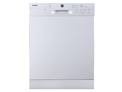 24" GE Built-In Front Control Dishwasher with Stainless Steel Tall Tub in White - GBF410SGPWW